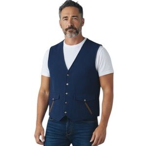 Schaefer Outfitter 825 Vest Blue Wool Blend Snap Front Western Men’s XL